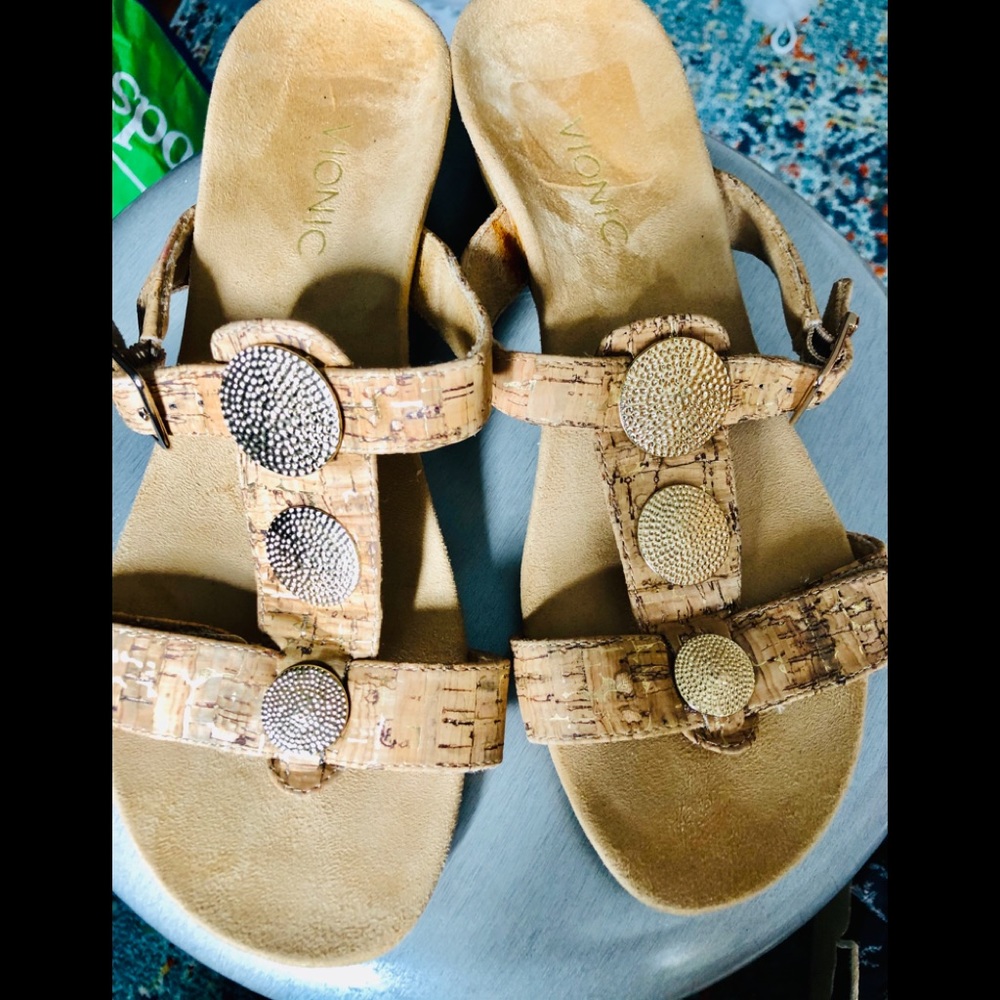 Vionic Gold Cork Adjustable Sandals - image 2
